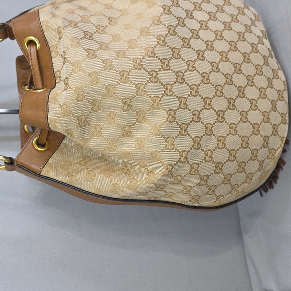 Gucci Beige and Brown Shoulder Bag with Green and Red Stripes - Picture 6 of 16